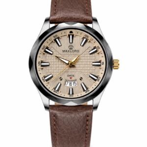 MAXLORD Brown Leather Analog Watch – Classic Men’s Quartz Wristwatch